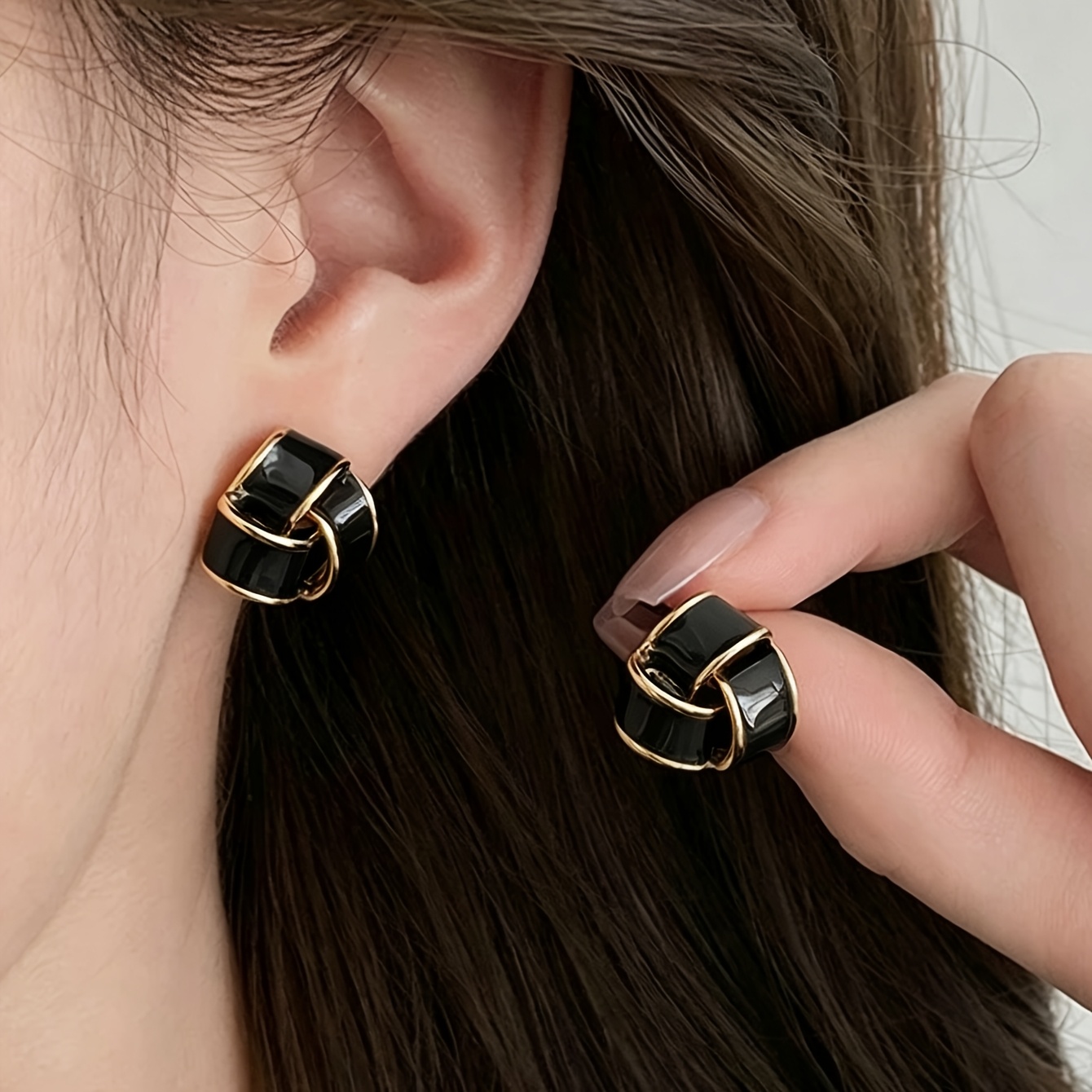 3 Pairs French Retro Geometric Heart Stud Earrings Set